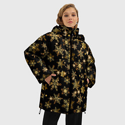 Куртка зимняя женская Россыпи золотых снежинок, цвет: 3D-черный — фото 2
