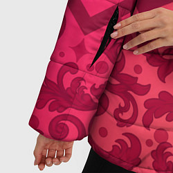 Куртка зимняя женская Зигзаги и листья в стиле рококо, цвет: 3D-красный — фото 2