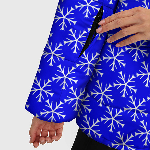 Женская зимняя куртка Паттерн снежинки синий / 3D-Черный – фото 5