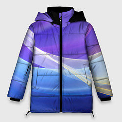 Куртка зимняя женская Фиолетовая и голубая абстракция, цвет: 3D-черный
