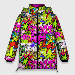 Куртка зимняя женская Цветное граффити, цвет: 3D-черный