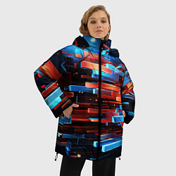 Куртка зимняя женская Прямоугольная абстракция, цвет: 3D-черный — фото 2