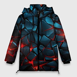 Куртка зимняя женская Синие плиты с красным разломом, цвет: 3D-светло-серый