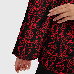 Куртка зимняя женская Чёрно-красный узоры, цвет: 3D-черный — фото 2