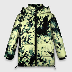 Куртка зимняя женская Абстракция чёрный и бледно-зелёный, цвет: 3D-черный