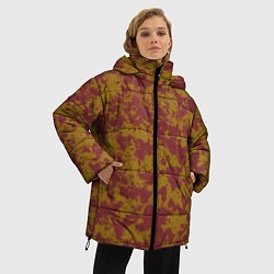 Куртка зимняя женская Бордово-горчичные пятна, цвет: 3D-черный — фото 2