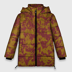 Куртка зимняя женская Бордово-горчичные пятна, цвет: 3D-красный