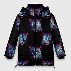 Куртка зимняя женская Паттерн с леопардами, цвет: 3D-черный