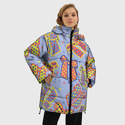 Куртка зимняя женская Узор с яркими разноцветными бантами в горошек, цвет: 3D-красный — фото 2