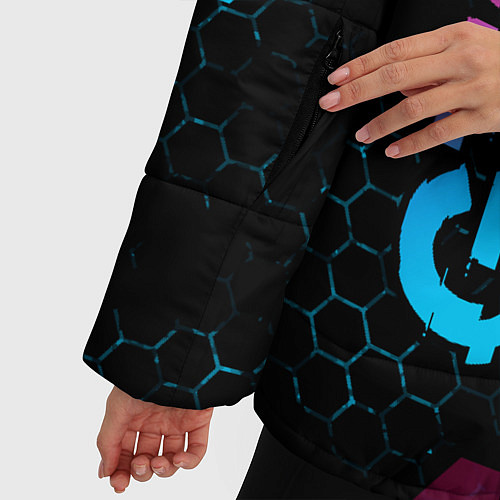 Женская зимняя куртка GTA 6 - neon gradient вертикально / 3D-Черный – фото 5
