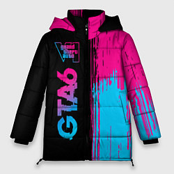 Куртка зимняя женская GTA6 - neon gradient по-вертикали, цвет: 3D-черный
