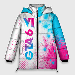 Куртка зимняя женская GTA 6 neon gradient style по-вертикали, цвет: 3D-черный