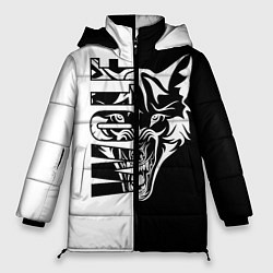 Куртка зимняя женская Волк - чёрно белое, цвет: 3D-светло-серый