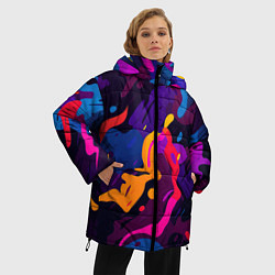 Куртка зимняя женская Камуфляж из разноцветных красок, цвет: 3D-черный — фото 2