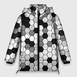 Куртка зимняя женская Камуфляж гексагон серый, цвет: 3D-светло-серый