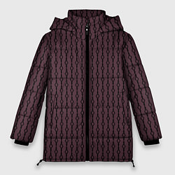 Куртка зимняя женская Чёрный узор на тёмно-красном, цвет: 3D-светло-серый