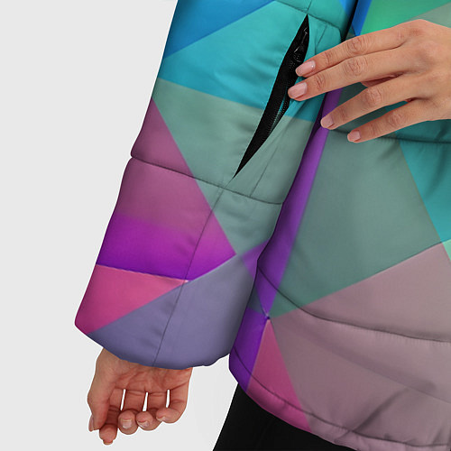 Женская зимняя куртка Разноцветные фигуры / 3D-Красный – фото 5