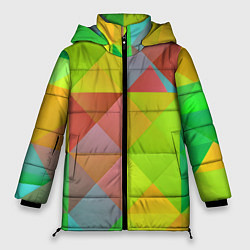 Куртка зимняя женская Разноцветные фигуры, цвет: 3D-красный