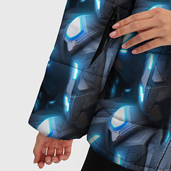 Куртка зимняя женская Кибернетическая броня синяя, цвет: 3D-красный — фото 2