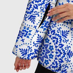 Куртка зимняя женская Славянский узор в стилистике гжель, цвет: 3D-светло-серый — фото 2
