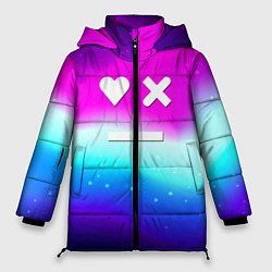 Куртка зимняя женская Love death robots neon gradient serial, цвет: 3D-черный