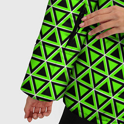 Куртка зимняя женская Зелёные и чёрные треугольники, цвет: 3D-красный — фото 2
