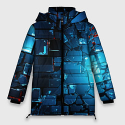 Куртка зимняя женская Синие абстрактные плиты, цвет: 3D-светло-серый
