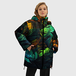 Куртка зимняя женская Абстрактный камуфляж в кислотных абстрактных пятна, цвет: 3D-светло-серый — фото 2