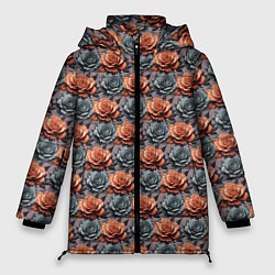 Куртка зимняя женская Цветочный патерн, цвет: 3D-светло-серый