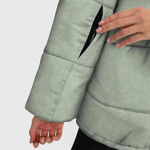 Женская зимняя куртка Однотонный серо-зелёный текстура / 3D-Светло-серый – фото 5