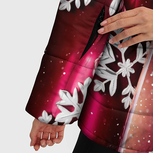 Женская зимняя куртка Розы и снежинки / 3D-Черный – фото 5