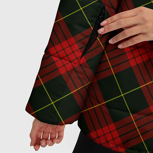 Женская зимняя куртка Красно-зелёный клетчатый / 3D-Черный – фото 5