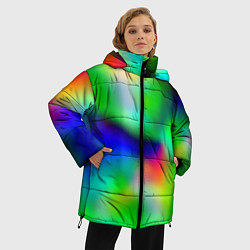 Куртка зимняя женская Психоделический неоновый градиент, цвет: 3D-светло-серый — фото 2