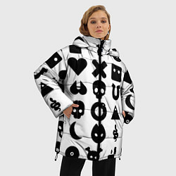 Куртка зимняя женская Love death robots pattern white, цвет: 3D-светло-серый — фото 2