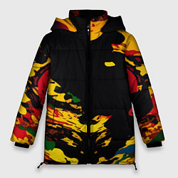 Куртка зимняя женская Черная абстрактная дыра, цвет: 3D-красный