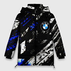 Куртка зимняя женская BMW stripes color auto sport, цвет: 3D-черный