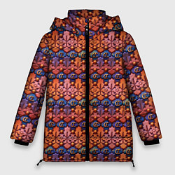 Куртка зимняя женская Абстрактный паттерн мозаикой, цвет: 3D-красный