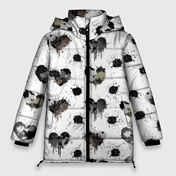 Куртка зимняя женская Брызги и капли в форме сердечки, цвет: 3D-черный