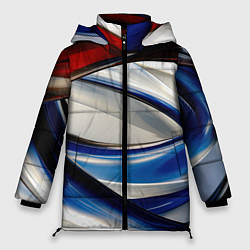 Куртка зимняя женская Изогнутая абстракция, цвет: 3D-красный