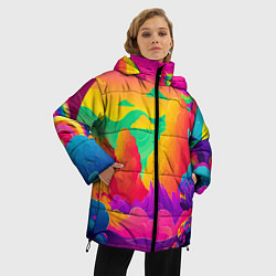 Куртка зимняя женская Яркие краски перетекают в радугу, цвет: 3D-красный — фото 2