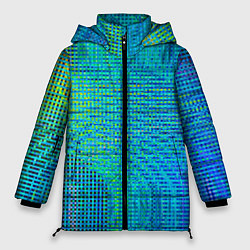 Куртка зимняя женская Синусоидные волны из квадратиков, цвет: 3D-черный
