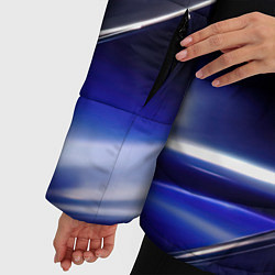 Куртка зимняя женская Синие и серебреные абстрактные полосы, цвет: 3D-черный — фото 2