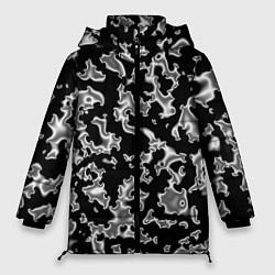 Куртка зимняя женская Капли жидкого металла - камуфляж на чёрном, цвет: 3D-светло-серый