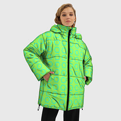 Куртка зимняя женская Неоновый салатовый с шестигранниками циан, цвет: 3D-светло-серый — фото 2
