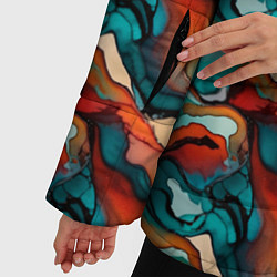 Куртка зимняя женская Абстрактная картинка с цветными волнами, цвет: 3D-черный — фото 2