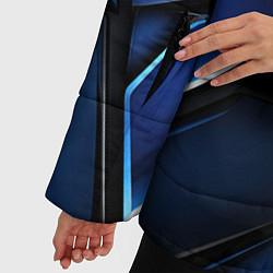 Куртка зимняя женская Синие объемные геометрические объекты, цвет: 3D-светло-серый — фото 2