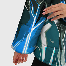 Куртка зимняя женская Неоновая кибер броня синяя, цвет: 3D-черный — фото 2