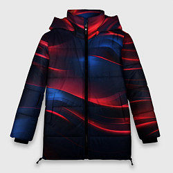 Куртка зимняя женская Красно-синие полосы, цвет: 3D-светло-серый