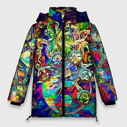 Куртка зимняя женская Знаковые пузырьки, цвет: 3D-черный