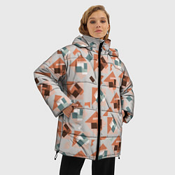 Куртка зимняя женская Геометрические фигуры: абстракция, цвет: 3D-красный — фото 2